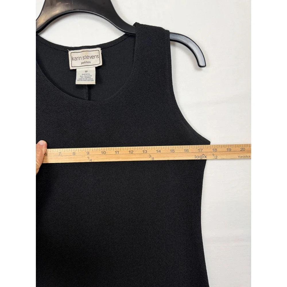 Karin Stevens Sleeveless Maxi Dress Womens 8P Black Textured Crepe Column 536938